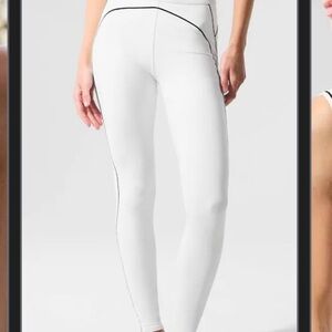 Women's White Leggings with Black Trim